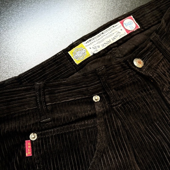 Vintage Y2k Bugle Boy 2 Piece Set Corduroy Baggy Pleaded Mens‎ Large Black 32 W - Picture 11 of 13
